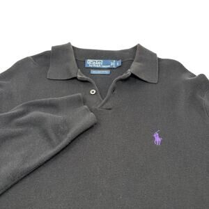 Polo Ralph Lauren Large Solid Black Pima Cotton Pullover Long Sleeve Sweater